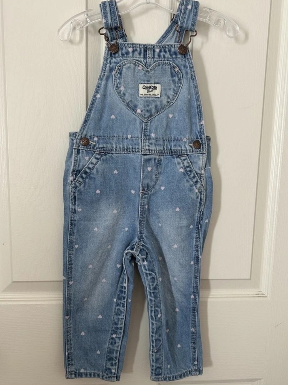 OshKosh Denim Overalls with Heart Print - Light Blue